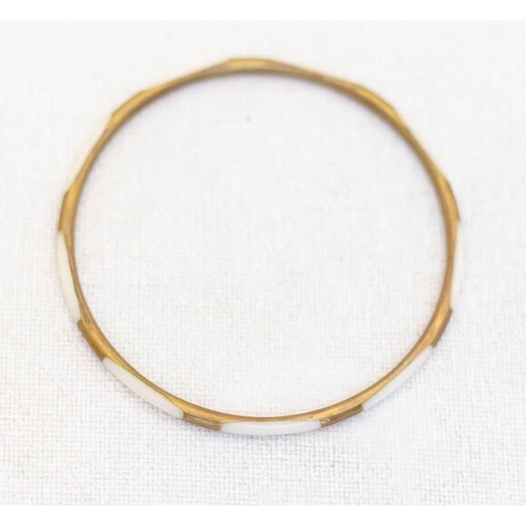 Vintage White and Gold Bangle Bracelet 8 Inch - AB1 - Picture 1 of 3